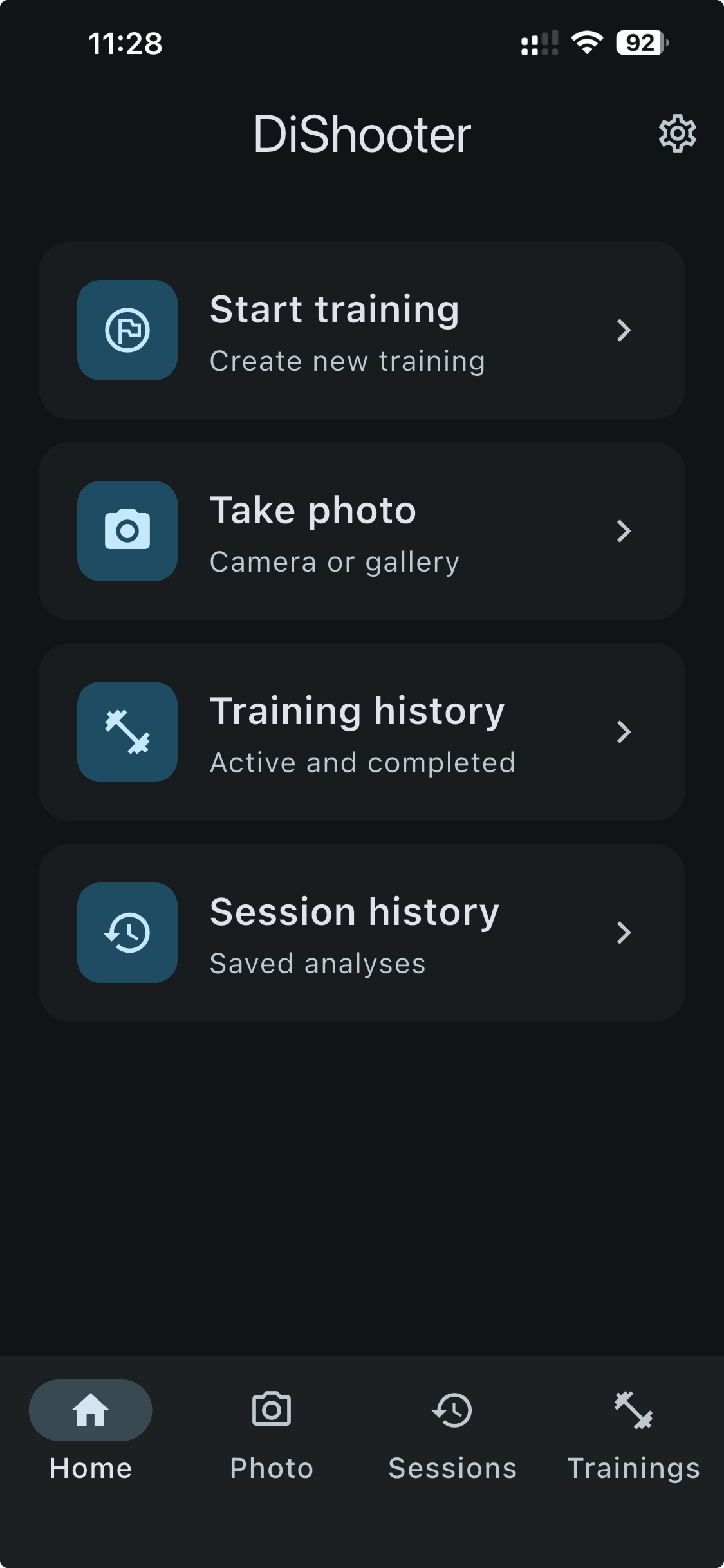 DiShooter – app home screen